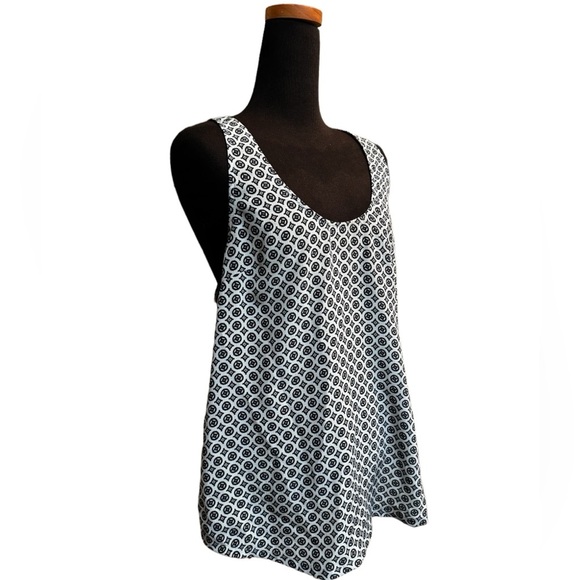 SILK JOIE Drew D Printed Porcelain Peacock Blue Medallion Tank Small Luxury EUC - Picture 7 of 14